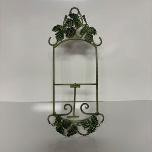 Vintage Green Metal Easel Stand Cookbook Picture Plate Holder Grapes Leaf 20 in